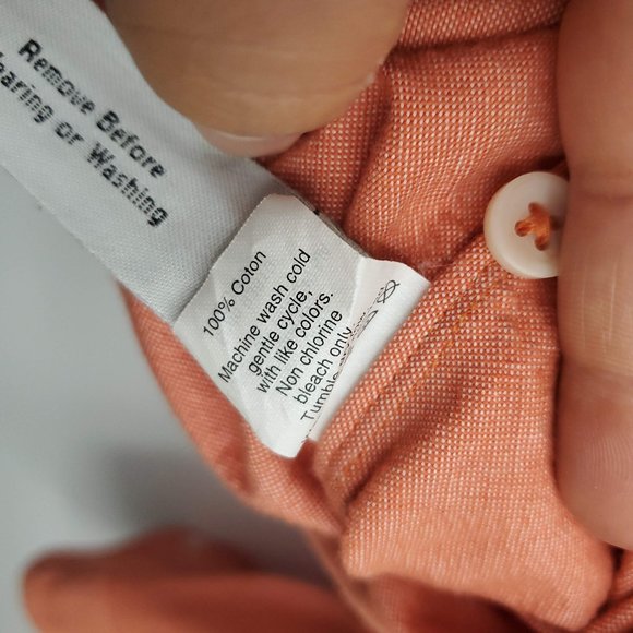 J Crew Slim Oxford Orange Button Down XL - Picture 6 of 8